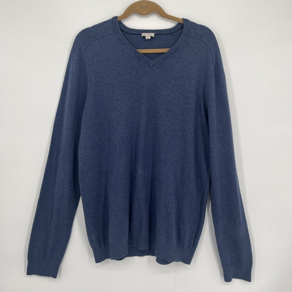 Gap V Neck Sweater Mens XL Tall Shirt Cotton Cashmere Blue Pullover Preppy - Picture 1 of 5